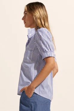 zoe kratzmann Allot Top-Cobalt Stripe|Women Tops