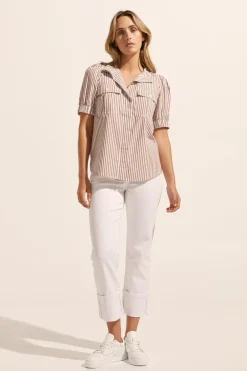 zoe kratzmann Allot Top-Mocha Stripe|Women Tops