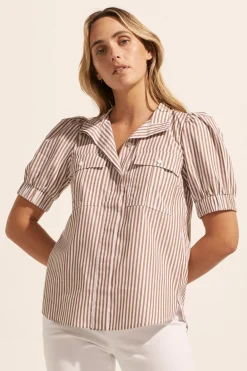 zoe kratzmann Allot Top-Mocha Stripe|Women Tops