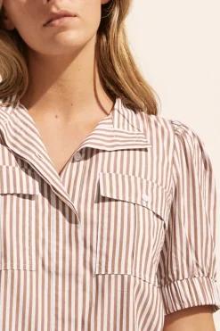 zoe kratzmann Allot Top-Mocha Stripe|Women Tops