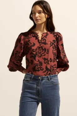 zoe kratzmann Beam Top-Clay Floral|Women Tops