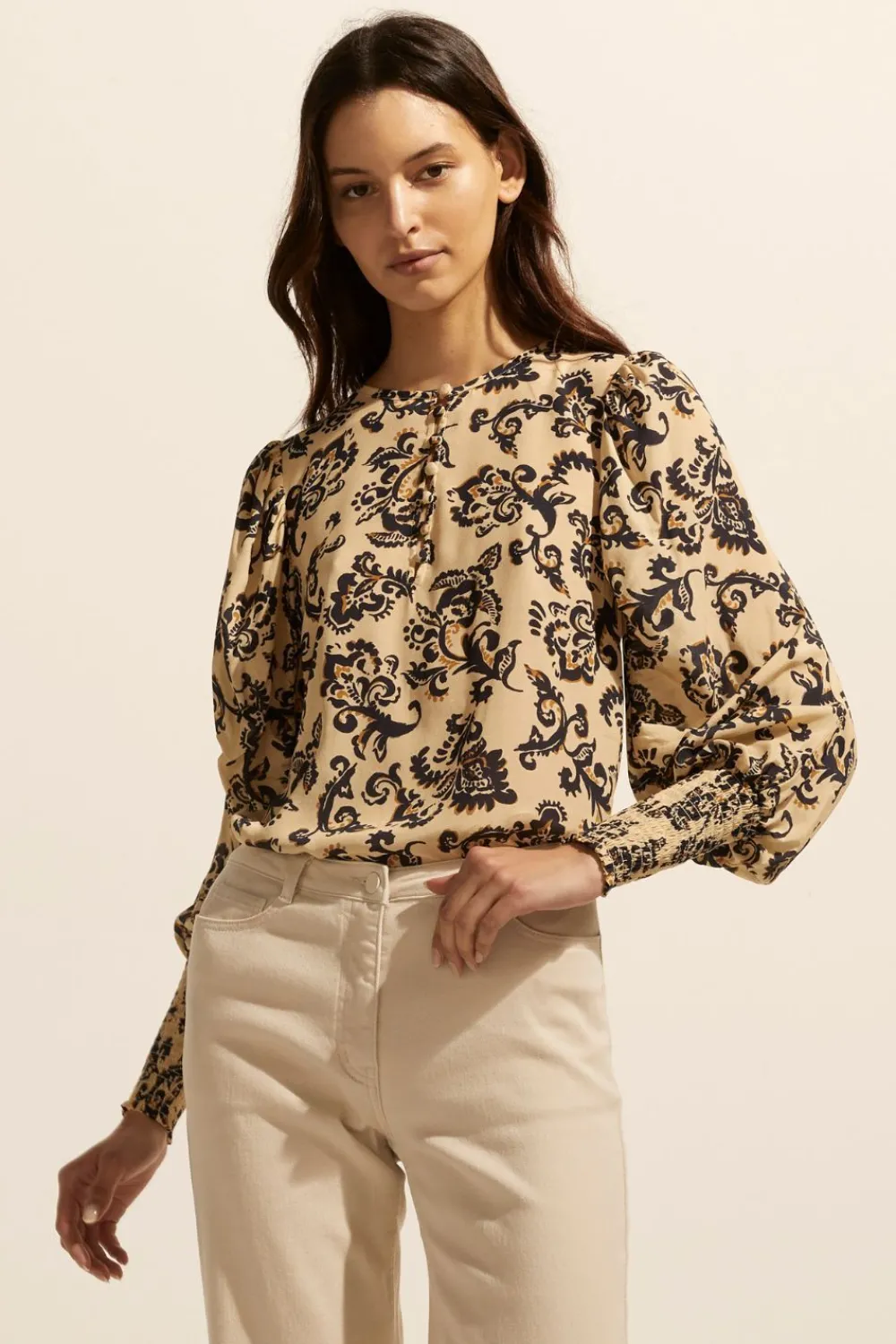 zoe kratzmann Beam Top-Ochre Floral|Women Tops
