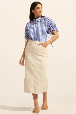 zoe kratzmann Bond Top-Azure Gingham Check|Women Tops