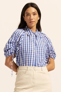 zoe kratzmann Bond Top-Azure Gingham Check|Women Tops