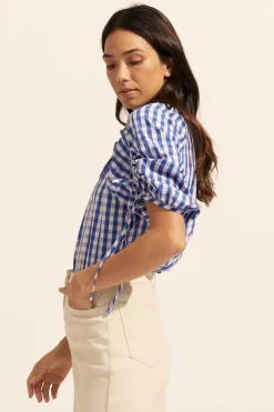 zoe kratzmann Bond Top-Azure Gingham Check|Women Tops