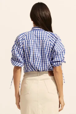 zoe kratzmann Bond Top-Azure Gingham Check|Women Tops