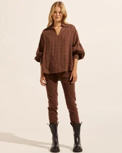 zoe kratzmann Bounty Top-Chocolate Check|Women Tops