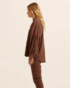zoe kratzmann Bounty Top-Chocolate Check|Women Tops