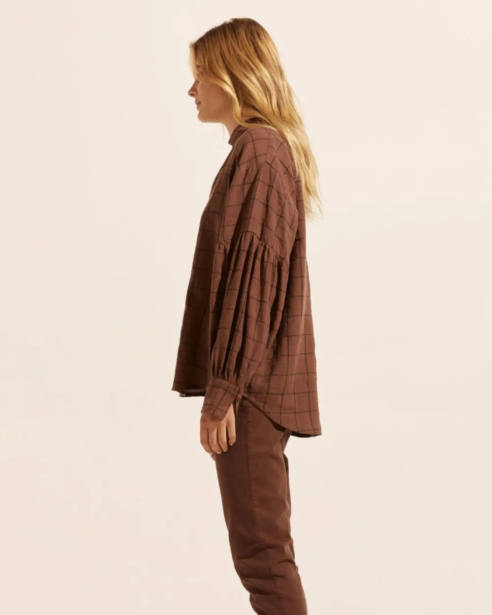 zoe kratzmann Bounty Top-Chocolate Check|Women Tops