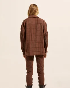zoe kratzmann Bounty Top-Chocolate Check|Women Tops