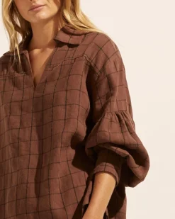zoe kratzmann Bounty Top-Chocolate Check|Women Tops