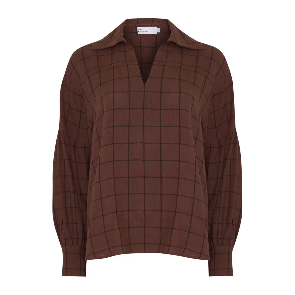 zoe kratzmann Bounty Top-Chocolate Check|Women Tops