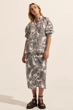 zoe kratzmann Carousel Top-Black Paisley|Women Tops