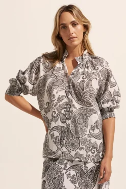zoe kratzmann Carousel Top-Black Paisley|Women Tops