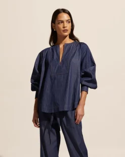 zoe kratzmann Collude Top-Dark Chambray|Women Tops