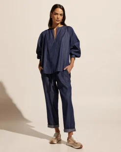 zoe kratzmann Collude Top-Dark Chambray|Women Tops