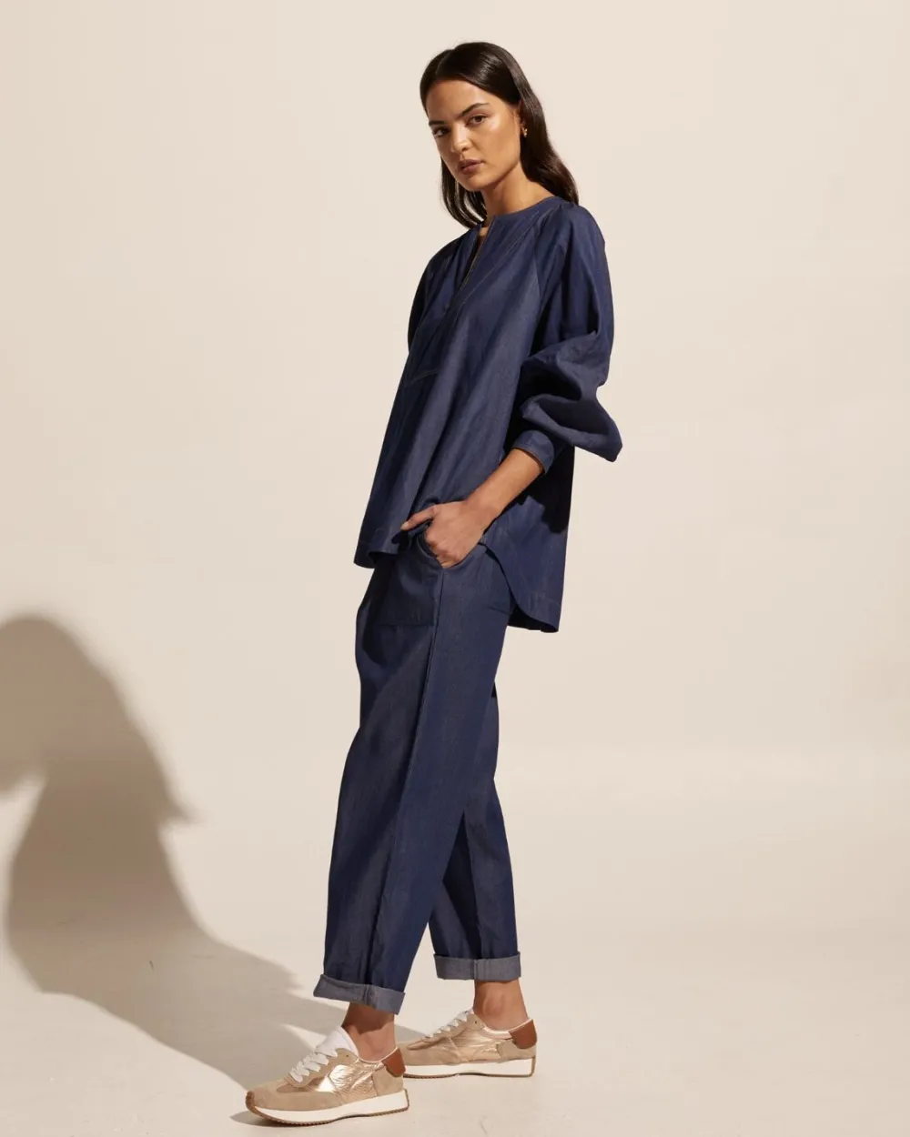 zoe kratzmann Collude Top-Dark Chambray|Women Tops