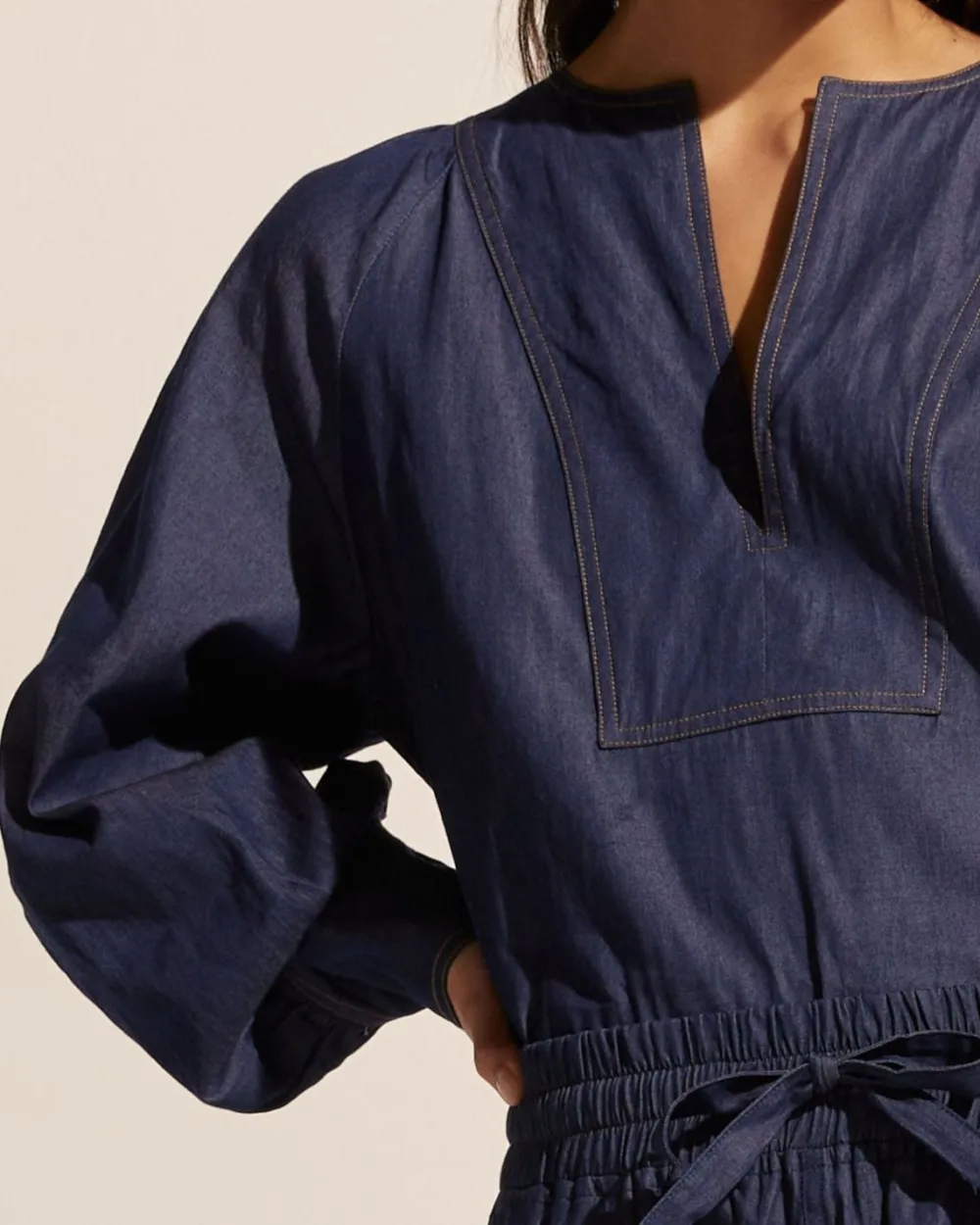 zoe kratzmann Collude Top-Dark Chambray|Women Tops