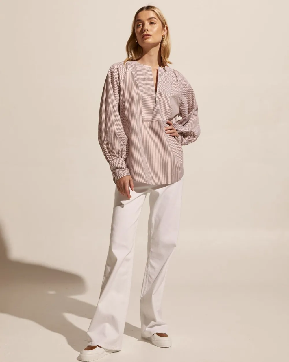 zoe kratzmann Collude Top-Toast Stripe|Women Tops