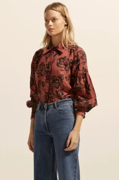 zoe kratzmann Dash Top-Clay Floral|Women Tops