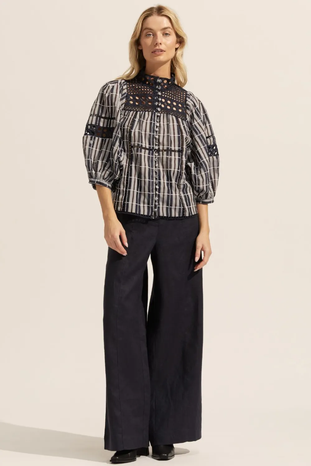 zoe kratzmann Dedicate Top-Indigo Check|Women Tops