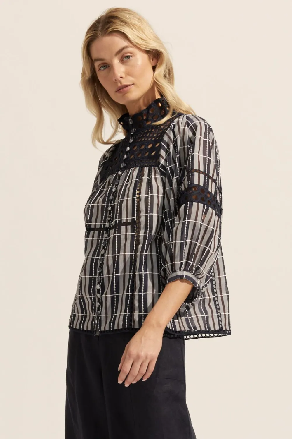 zoe kratzmann Dedicate Top-Indigo Check|Women Tops