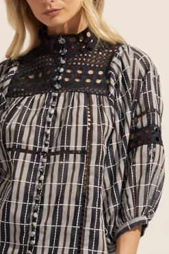 zoe kratzmann Dedicate Top-Indigo Check|Women Tops
