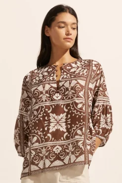 zoe kratzmann Entice Top-Choc Mosaic|Women Tops