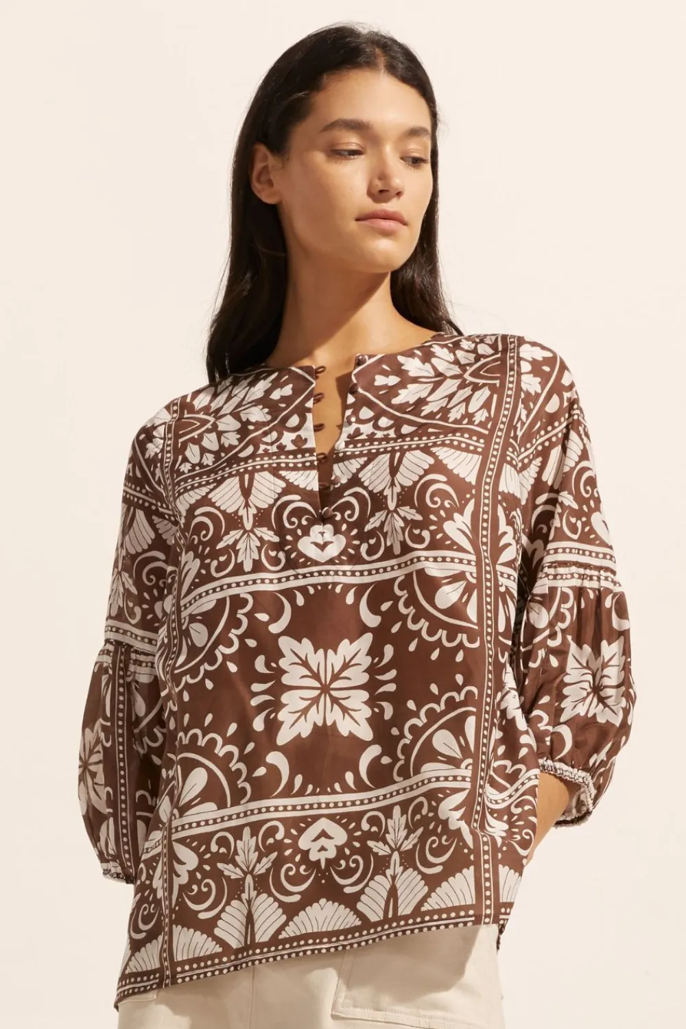 zoe kratzmann Entice Top-Choc Mosaic|Women Tops
