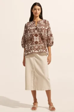 zoe kratzmann Entice Top-Choc Mosaic|Women Tops