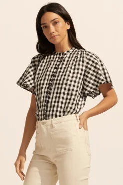 zoe kratzmann Essence Top-Black Check|Women Tops