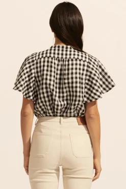 zoe kratzmann Essence Top-Black Check|Women Tops