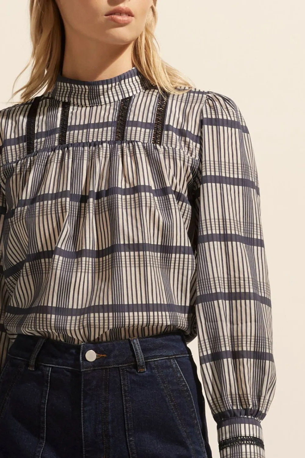zoe kratzmann Faze Top-Ink/Porcelain Check|Women Tops