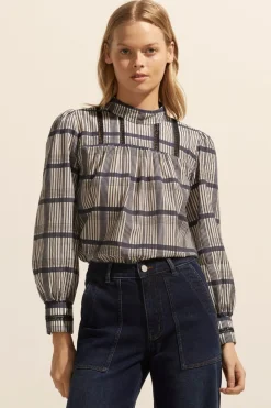 zoe kratzmann Faze Top-Ink/Porcelain Check|Women Tops