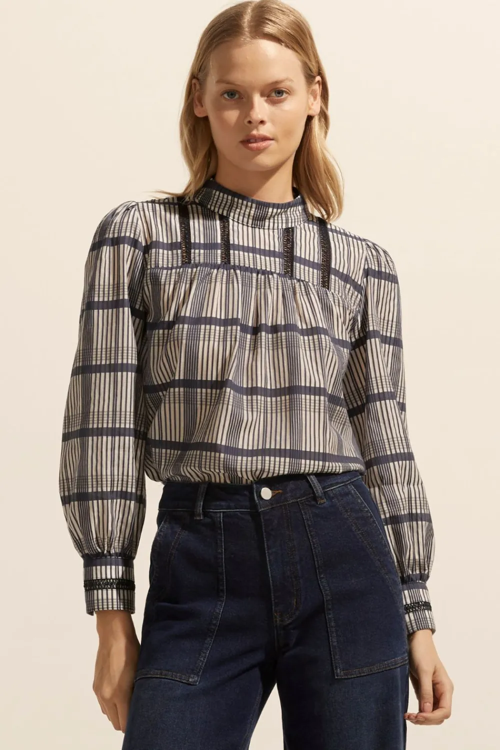 zoe kratzmann Faze Top-Ink/Porcelain Check|Women Tops