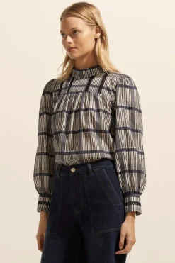zoe kratzmann Faze Top-Ink/Porcelain Check|Women Tops