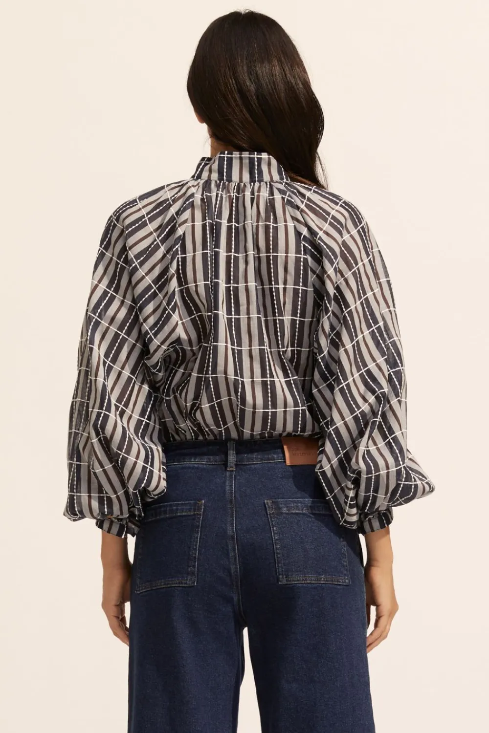 zoe kratzmann Fuse Top-Indigo Check|Women Tops