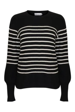 zoe kratzmann Gather Knit-Black/Stone Stripe|Women Knitwear