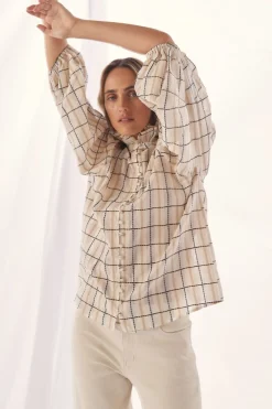 zoe kratzmann Grant Top-Ivory Check|Women Tops