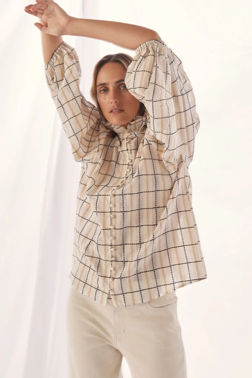 zoe kratzmann Grant Top-Ivory Check|Women Tops