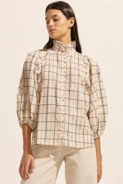 zoe kratzmann Grant Top-Ivory Check|Women Tops