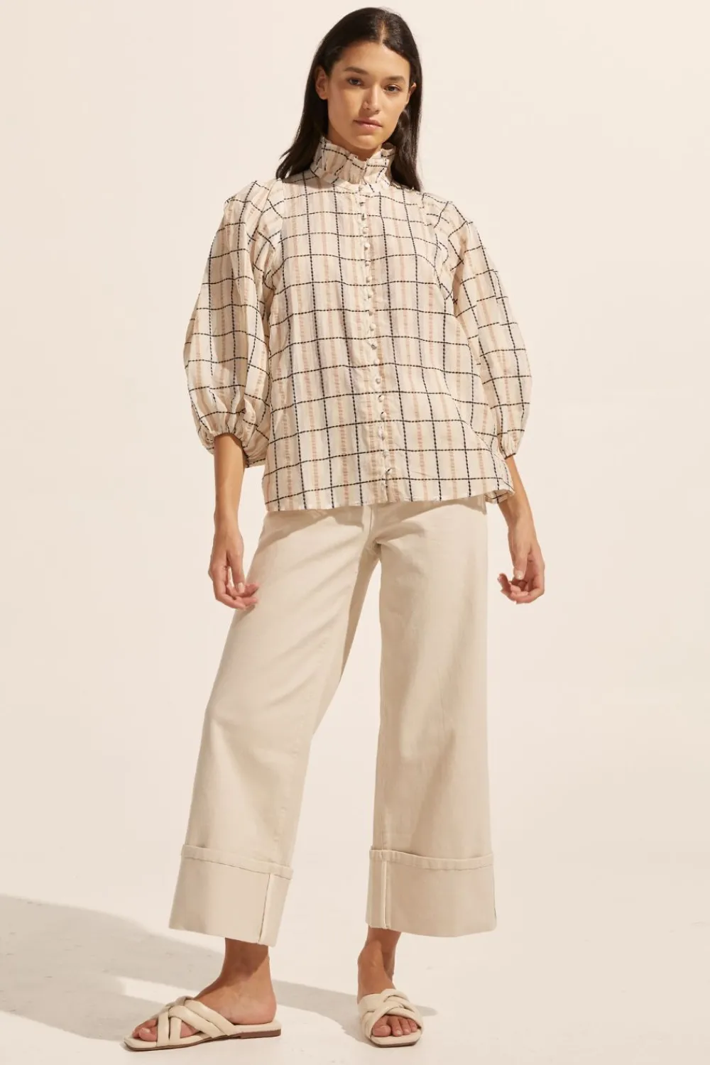 zoe kratzmann Grant Top-Ivory Check|Women Tops