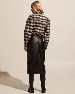 zoe kratzmann Horizen Top-Black/Ecru Check|Women Tops