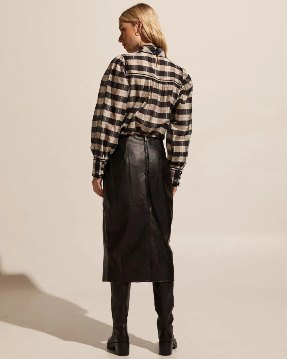zoe kratzmann Horizen Top-Black/Ecru Check|Women Tops