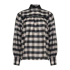 zoe kratzmann Horizen Top-Black/Ecru Check|Women Tops