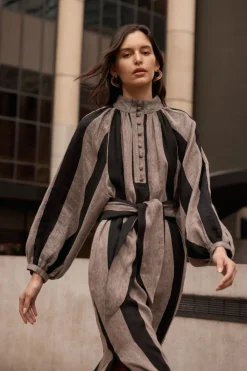 zoe kratzmann Import Dress-Black/Stone Stripe|Women Dresses