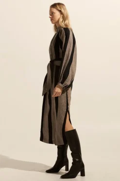 zoe kratzmann Import Dress-Black/Stone Stripe|Women Dresses