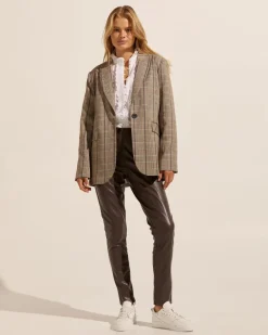 zoe kratzmann Index Jacket-Navy/Chocolate Check|Women Jackets