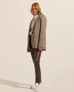 zoe kratzmann Index Jacket-Navy/Chocolate Check|Women Jackets