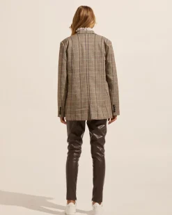 zoe kratzmann Index Jacket-Navy/Chocolate Check|Women Jackets